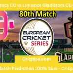 Today Match Prediction – Amdocs CC vs Limassol Gladiators CC ECS T10 Cyprus Series 2020 – 80th Match | Who Will Win