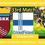 Today Match Prediction – KK Stadin ja Keravan Kriketti vs Bengal Tigers CC FPL T20 League – 33rd Match